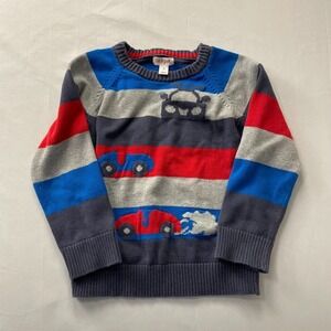 Cat & Jack Toddler Boys Striped w/ cars Pull-Over Knit Sweater - Size 5T